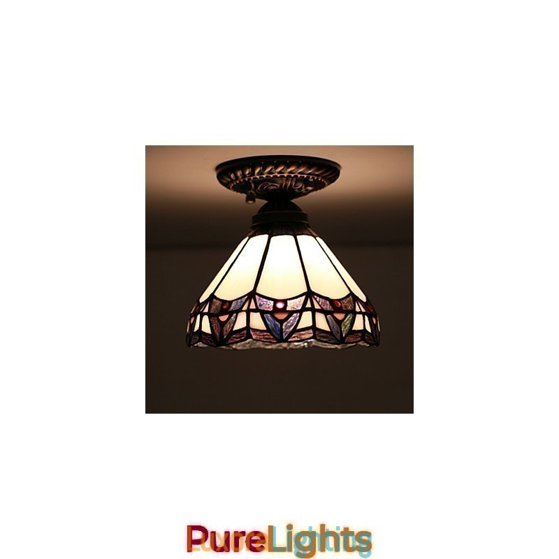 Designer Touch Decorative European Rural Creative Arts Stained Glass Absorb Dome Lamp Light