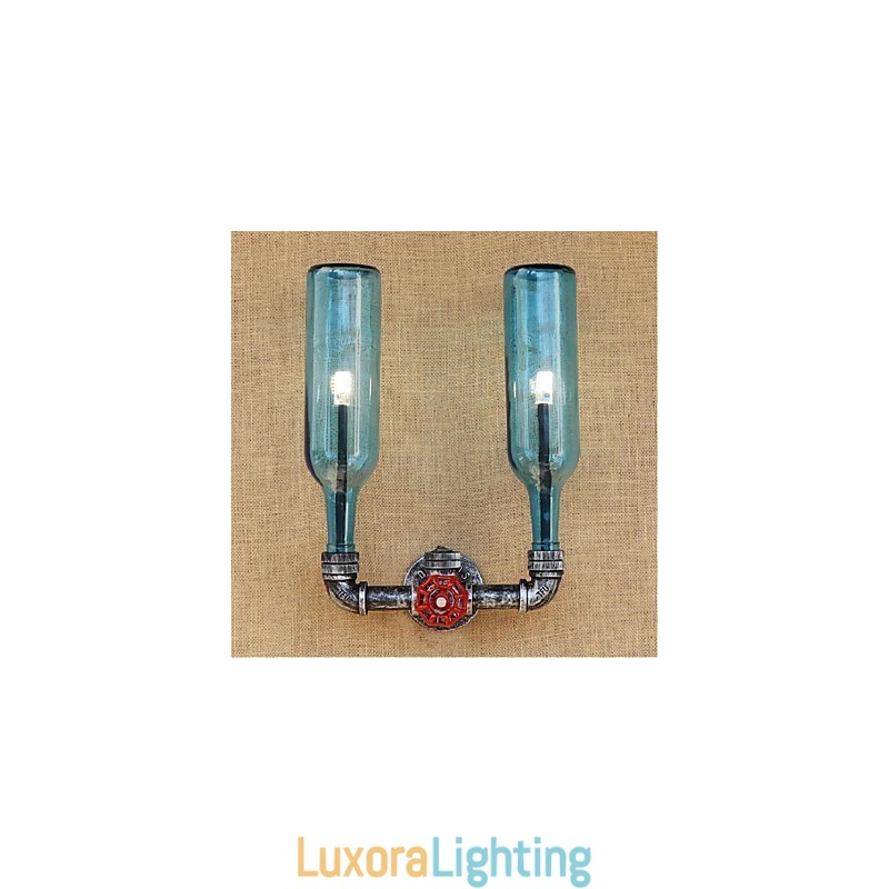 Designer Touch Decorative Retro Industrial Wind Switch Water Bottle Wall Lamp Wall Light Blue