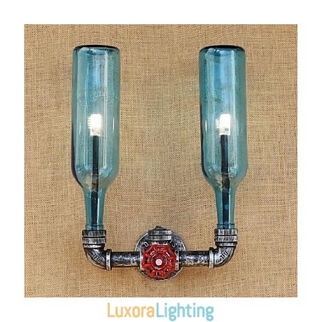 Designer Touch Decorative Retro Industrial Wind Switch Water Bottle Wall Lamp Wall Light Blue
