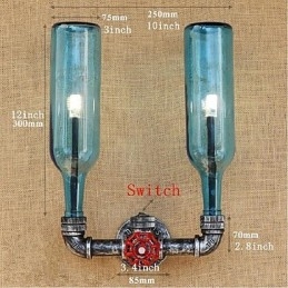 Designer Touch Decorative Retro Industrial Wind Switch Water Bottle Wall Lamp Wall Light Blue