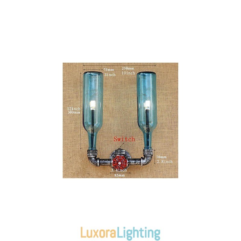 Designer Touch Decorative Retro Industrial Wind Switch Water Bottle Wall Lamp Wall Light Blue