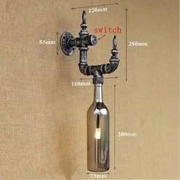 Designer Touch Decorative Retro Nostalgia With Switch Cafe Bar Restaurant Aisle Water Pipe Bottle Wall Lamp