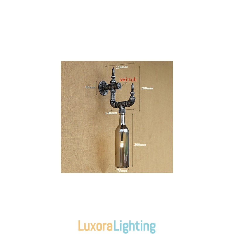 Designer Touch Decorative Retro Nostalgia With Switch Cafe Bar Restaurant Aisle Water Pipe Bottle Wall Lamp