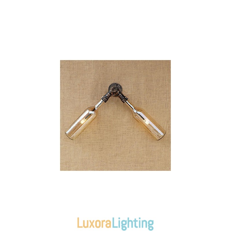 Designer Touch Decorative Retro American Village Creative Industry Wind Water Bottle Wall Lamp Wall Light Amber