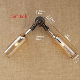 Designer Touch Decorative Retro American Village Creative Industry Wind Water Bottle Wall Lamp Wall Light Amber