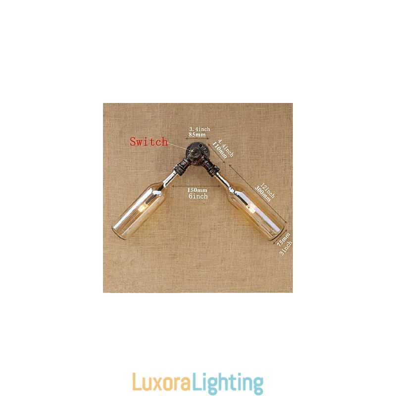 Designer Touch Decorative Retro American Village Creative Industry Wind Water Bottle Wall Lamp Wall Light Amber