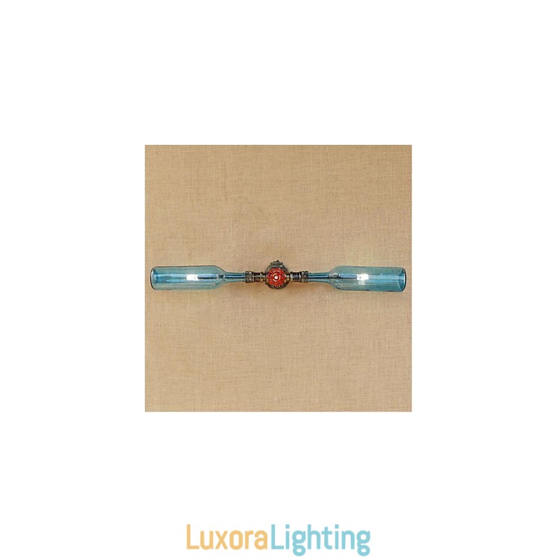 Designer Touch Decorative Retro American Village Creative Industry Wind Water Bottle Wall Lamp Wall Light Blue