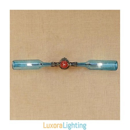 Designer Touch Decorative Retro American Village Creative Industry Wind Water Bottle Wall Lamp Wall Light Blue