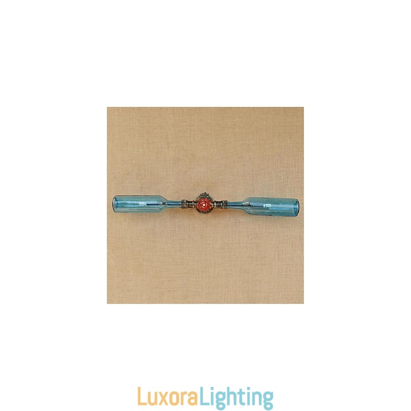 Designer Touch Decorative Retro American Village Creative Industry Wind Water Bottle Wall Lamp Wall Light Blue