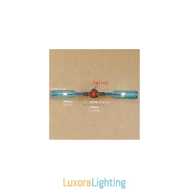 Designer Touch Decorative Retro American Village Creative Industry Wind Water Bottle Wall Lamp Wall Light Blue