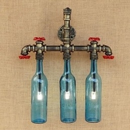Designer Touch Decorative Retro Industrial Wind Switch Water Bottle Wall Lamp Wall Light Blue
