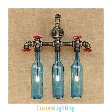 Designer Touch Decorative Retro Industrial Wind Switch Water Bottle Wall Lamp Wall Light Blue