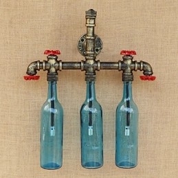 Designer Touch Decorative Retro Industrial Wind Switch Water Bottle Wall Lamp Wall Light Blue