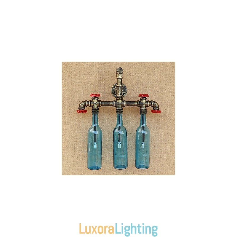 Designer Touch Decorative Retro Industrial Wind Switch Water Bottle Wall Lamp Wall Light Blue