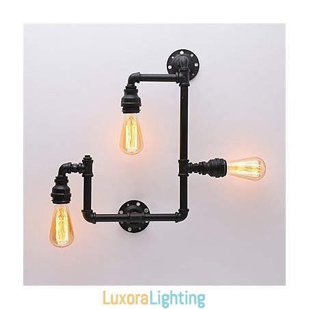 Designer Touch Decorative 3 Heads Vintage Industrial Pipe Wall Lights Black Creative Lights Restaurant Cafe Bar Decoration lighting