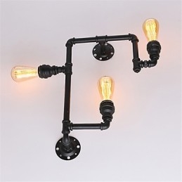 Designer Touch Decorative 3 Heads Vintage Industrial Pipe Wall Lights Black Creative Lights Restaurant Cafe Bar Decoration lighting
