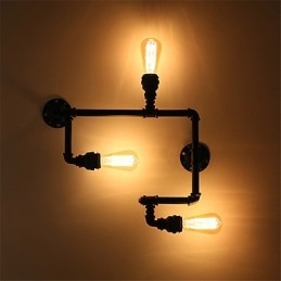 Designer Touch Decorative 3 Heads Vintage Industrial Pipe Wall Lights Black Creative Lights Restaurant Cafe Bar Decoration lighting