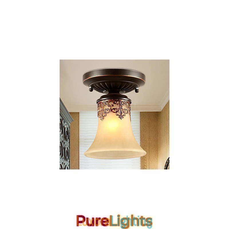 Designer Touch Decorative Vintage Country Island Painting Metal Flush Mount