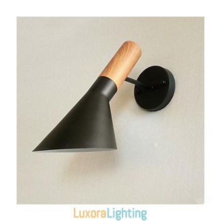 Designer Touch Decorative Modern Simple Living Room Bed Wrought Iron Imitation Wood Wall Lamp