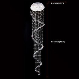 Designer Touch Decorative Crystal Pendant Light Chandelier Lighting 5 Lights Silver Canpoy Clear K9 Crystal Helix Ceiling Lamps