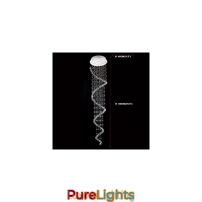 Designer Touch Decorative Crystal Pendant Light Chandelier Lighting 5 Lights Silver Canpoy Clear K9 Crystal Helix Ceiling Lamps