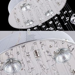 Designer Touch Decorative Crystal Pendant Light Chandelier Lighting 5 Lights Silver Canpoy Clear K9 Crystal Helix Ceiling Lamps