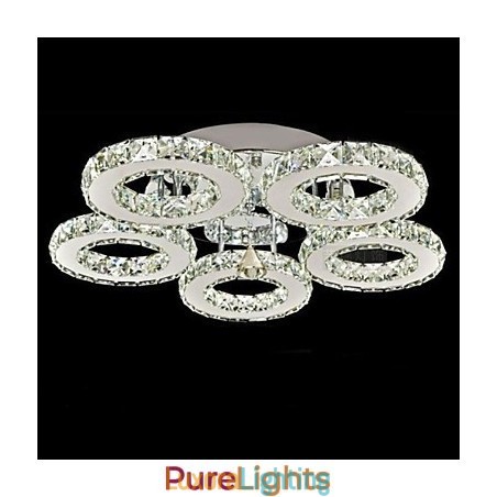 Designer Touch Decorative Crystal Flush Mount 5 Lights Modern Transparent Electroplating Stainless Steel