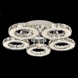 Designer Touch Decorative Crystal Flush Mount 5 Lights Modern Transparent Electroplating Stainless Steel
