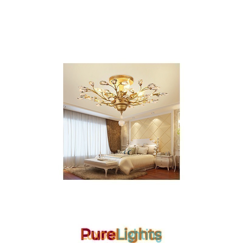 Designer Touch Decorative Vintage Crystal Flush Mount Metal Painting Black OR Gold