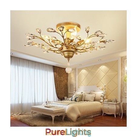Designer Touch Decorative Vintage Crystal Flush Mount Metal Painting Black OR Gold