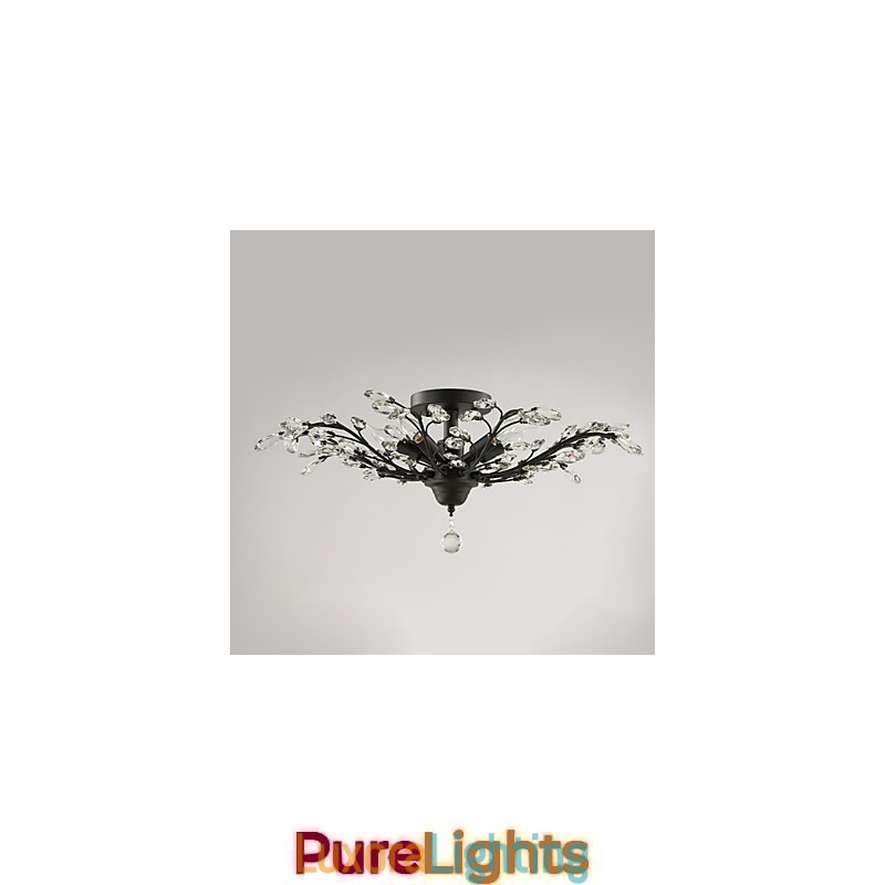 Designer Touch Decorative Vintage Crystal Flush Mount Metal Painting Black OR Gold
