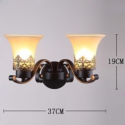 Designer Touch Decorative Double Head Amercian Countryside Vintage Metal with Glass Wall Lamp for the Canteen Room Living Room Entry Foyer Decorate Wall Lamp