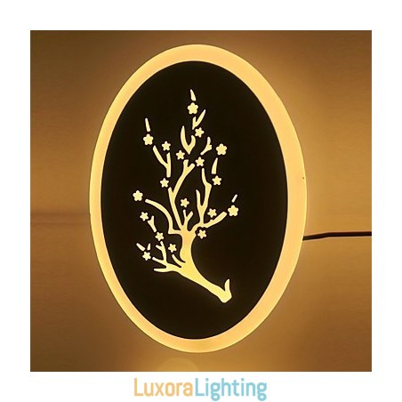 Designer Touch Decorative Plum Carved Acrylic Scrub Wall Light Round Shaped Bedside Lamp Corridor Lights Warm White AC220V