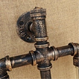 Designer Touch Decorative American Themed Restaurant Bar Iron With Switch Water Pipe Wine Bottle Wall Lamp Amber