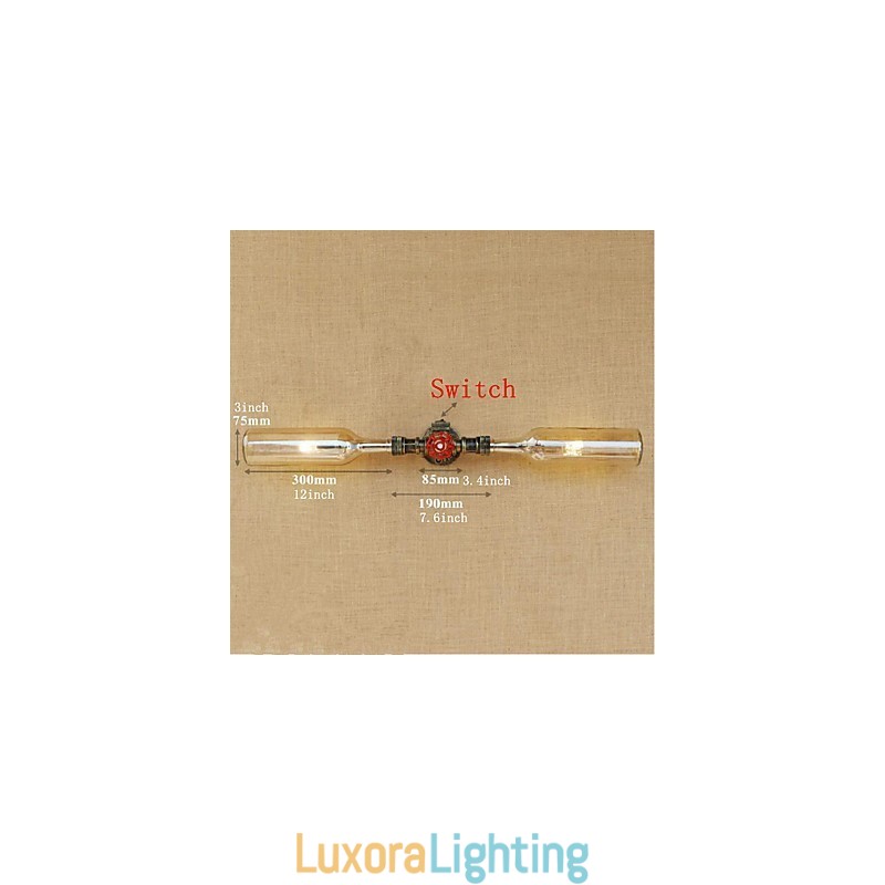 Designer Touch Decorative Retro American Village Creative Industry Wind Water Bottle Wall Lamp Wall Light Amber