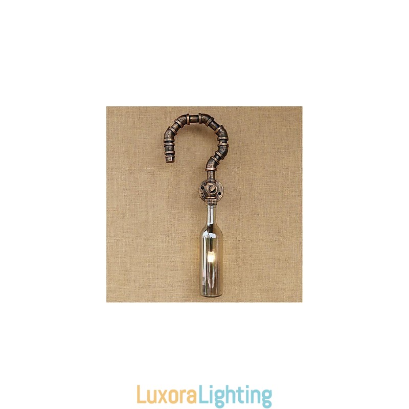 Designer Touch Decorative Retro American Village Creative Industry Wind Water Bottle Wall Lamp Wall Light Grey