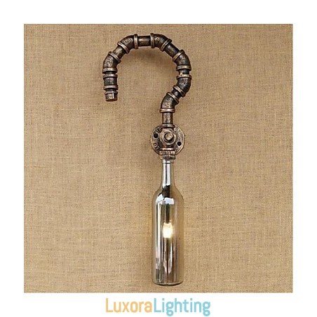 Designer Touch Decorative Retro American Village Creative Industry Wind Water Bottle Wall Lamp Wall Light Grey