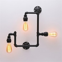 Designer Touch Decorative Vintage Industrial Pipe Wall Lights Black Creative Lights Restaurant Cafe Bar Decoration lighting With 3 Light Painted Finish