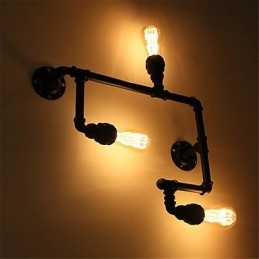 Designer Touch Decorative Vintage Industrial Pipe Wall Lights Black Creative Lights Restaurant Cafe Bar Decoration lighting With 3 Light Painted Finish