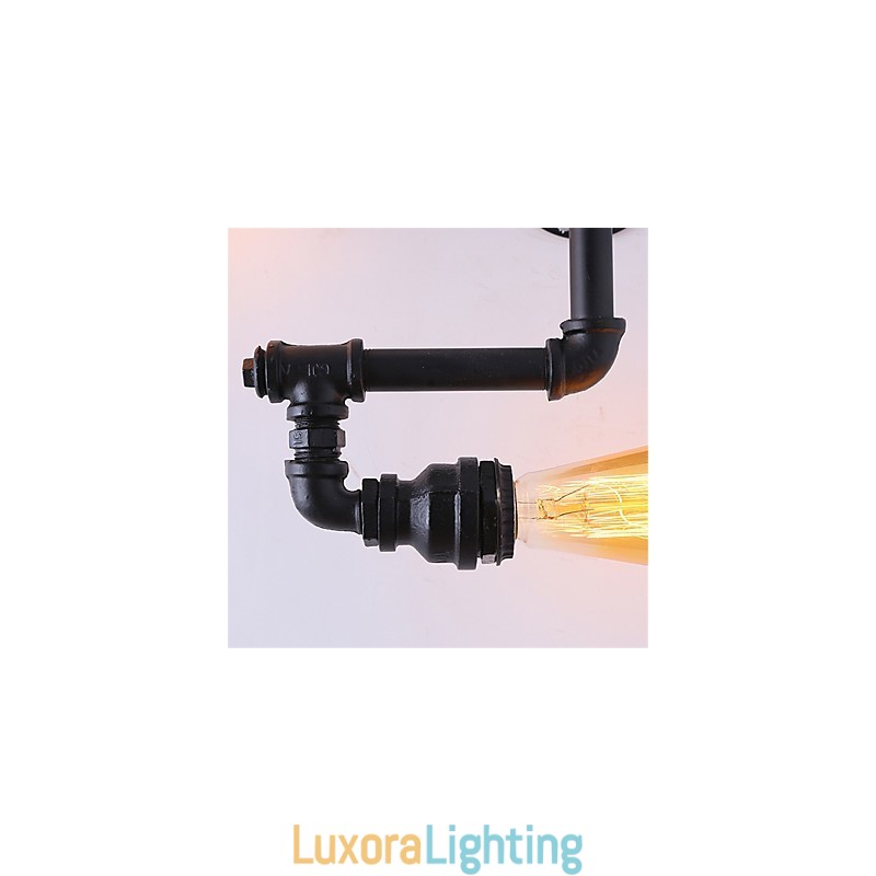 Designer Touch Decorative Vintage Industrial Pipe Wall Lights Black Creative Lights Restaurant Cafe Bar Decoration lighting With 3 Light Painted Finish