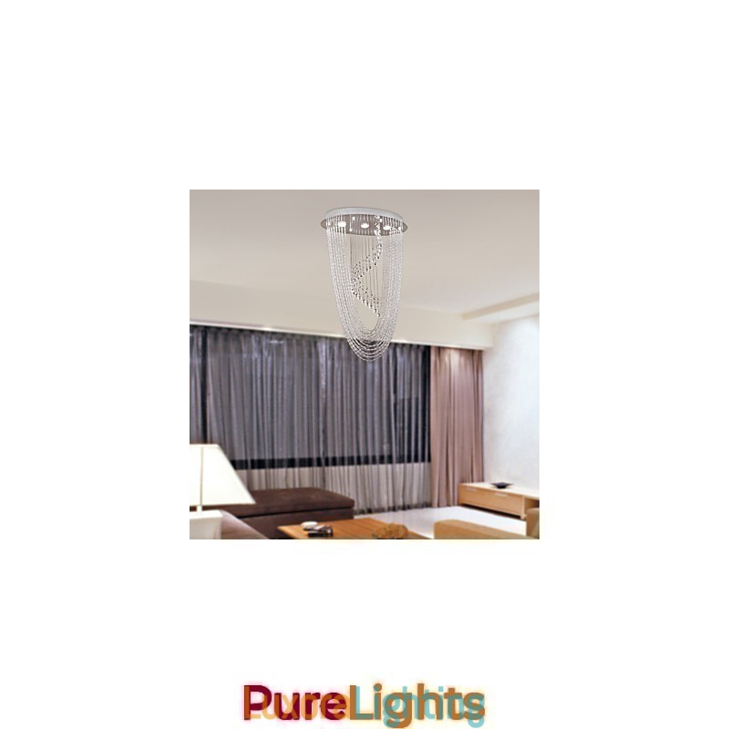 Designer Touch Decorative Modern Contemporary Crystal Chrome Chandelier Flush Mount