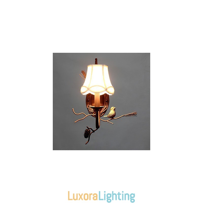 Designer Touch Decorative North Amercian Vintage Metal with Resin Bird and Pine Cone Wall Lamp Fit for the Living Room Dining Room Wall Light