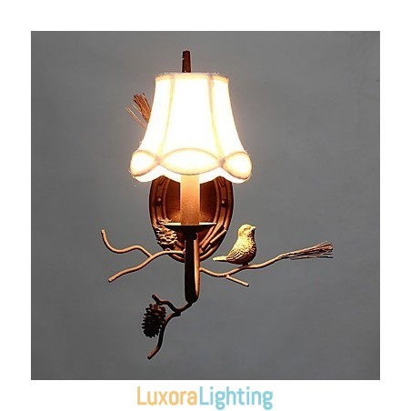 Designer Touch Decorative North Amercian Vintage Metal with Resin Bird and Pine Cone Wall Lamp Fit for the Living Room Dining Room Wall Light