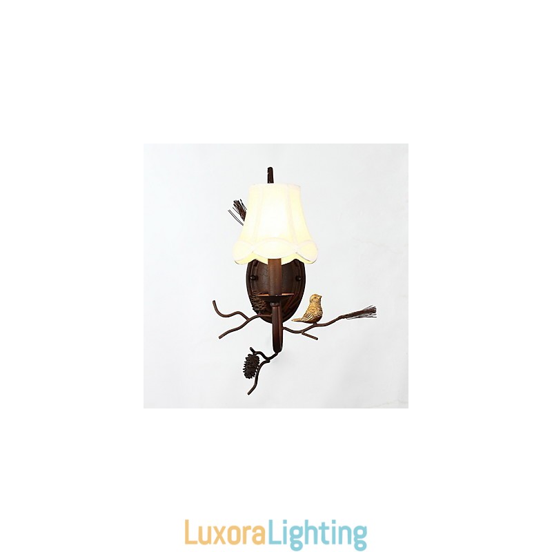 Designer Touch Decorative North Amercian Vintage Metal with Resin Bird and Pine Cone Wall Lamp Fit for the Living Room Dining Room Wall Light