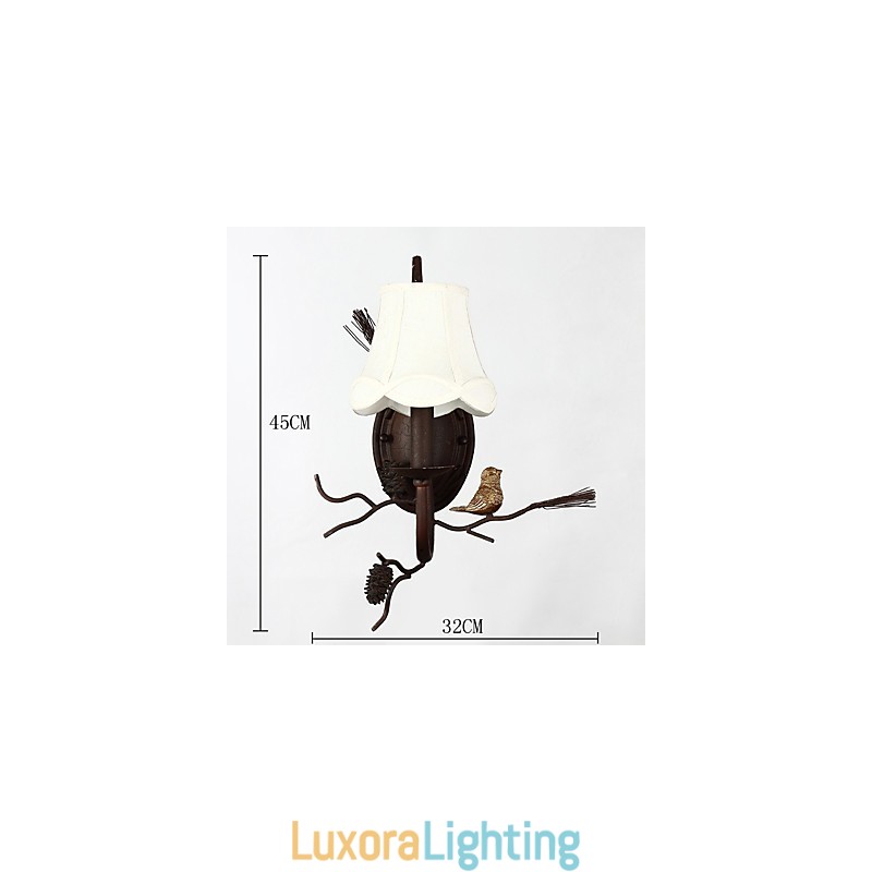 Designer Touch Decorative North Amercian Vintage Metal with Resin Bird and Pine Cone Wall Lamp Fit for the Living Room Dining Room Wall Light