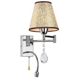 Designer Touch Decorative Wall Lamp for Bedroom Reading Lamp Fabric Lamp Modern Comtemporary Country Chrome Feature for Crystal Swing Arm