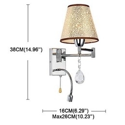 Designer Touch Decorative Wall Lamp for Bedroom Reading Lamp Fabric Lamp Modern Comtemporary Country Chrome Feature for Crystal Swing Arm