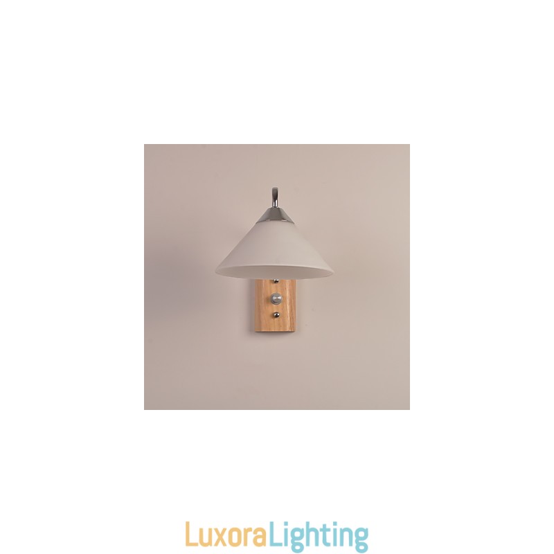 Designer Touch Decorative Simple Wall Lamp Bedside Desk Lamp With Glass Shade and Solid Wood for Bedroom Dresser Living Room Baby Room College Dorm Coffee Table Bookcas