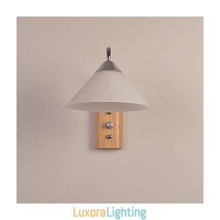 Designer Touch Decorative Simple Wall Lamp Bedside Desk Lamp With Glass Shade and Solid Wood for Bedroom Dresser Living Room Baby Room College Dorm Coffee Table Bookcas