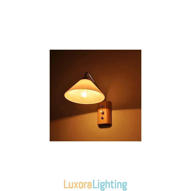 Designer Touch Decorative Simple Wall Lamp Bedside Desk Lamp With Glass Shade and Solid Wood for Bedroom Dresser Living Room Baby Room College Dorm Coffee Table Bookcas